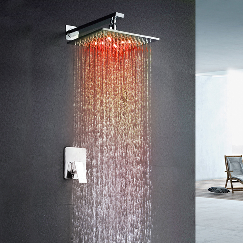 Amancio Wall Chrome Finish Mounted LED Shower Set 